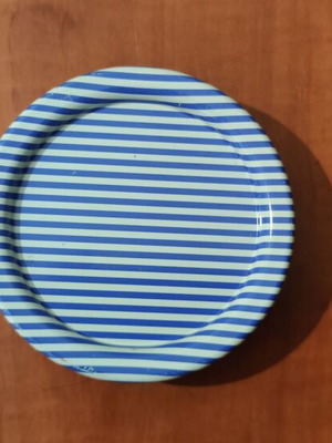 Mid-Century Metal Coaster Set of 8, Blue and White, 1960s