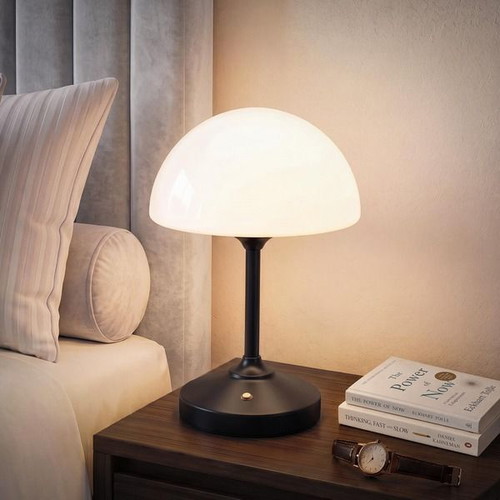 Dawnwake wireless LED mushroom table lamp 5000 mAh, touch dimming, black