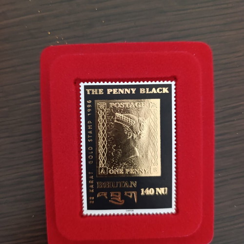 The Penny Black 1996 gold stamp Bhutan new