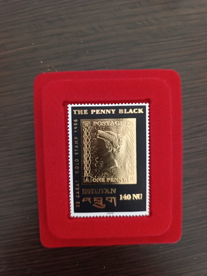 The Penny Black 1996 gold stamp Bhutan new