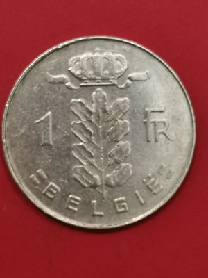 Белгийска монета 1 франк 1974 употребявана