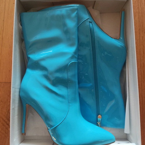 Patent leather boots blue new, size 41