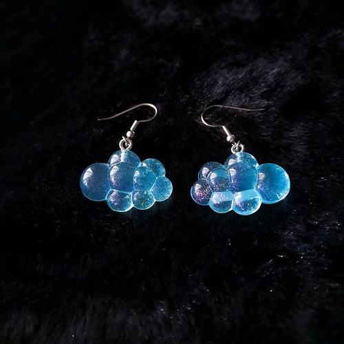 Blue cloud earrings new, stainless steel hooks