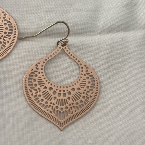 Boho rose gold drop earrings used