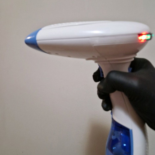Portable steam device for clothes ironing used