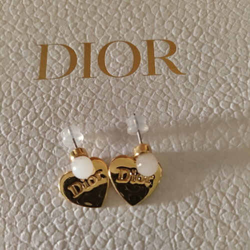 Christian Dior tribal gold heart drop earrings like new