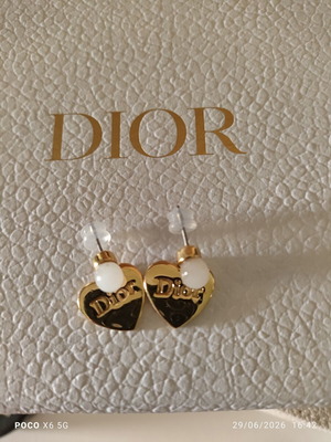 Christian Dior tribal gold heart drop earrings like new