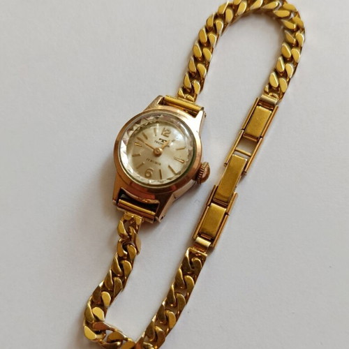 Technos vintage women's wristwatch 17 rubis used, gold tone