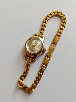 Technos vintage women's wristwatch 17 rubis used, gold tone