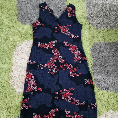 Women floral summer dress used as new, size L, viscose, blue