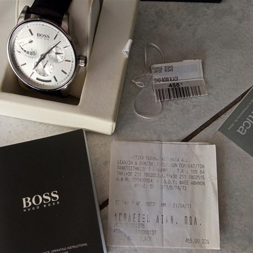 Ανδρικό ρολόι Hugo Boss 1512415 καινούργιο με δερμάτινο λουράκι