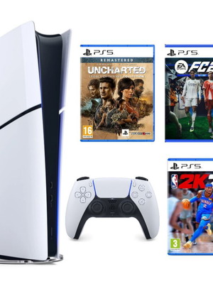 PS5 Slim κονσόλα σαν καινούργια με Uncharted FC26 2K26 και DualSense