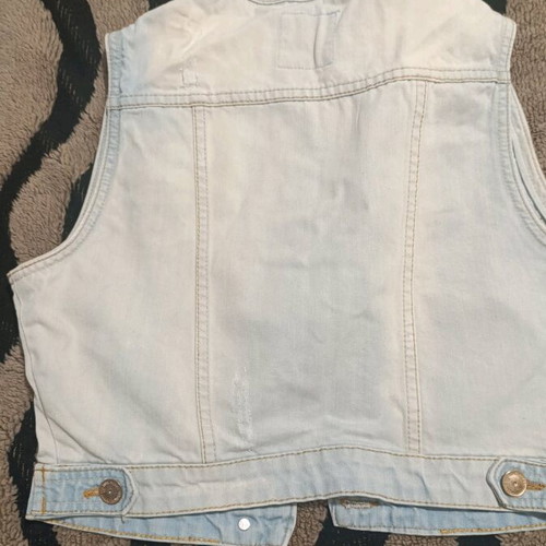 Pink Woman denim sleeveless vest new, turquoise, size S
