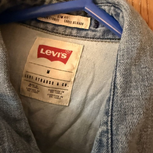Levi's Slim Fit Denim Shirt Size M Light Blue Western Style