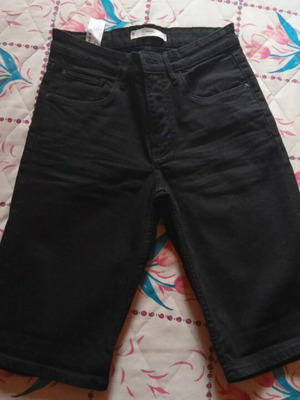 Bershka men's black denim bermuda shorts new