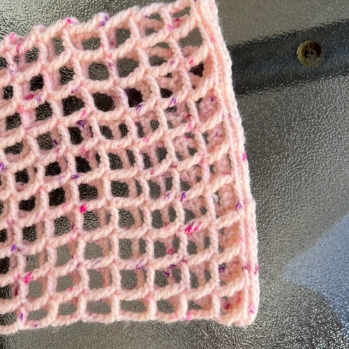 Crochet long-sleeve top like new, pink, size M