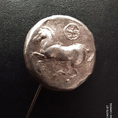 Silver pin replica of ancient coin new