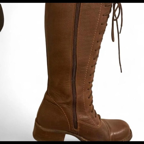 Vintage leather riding boots used, size EU 37, bronze stud details