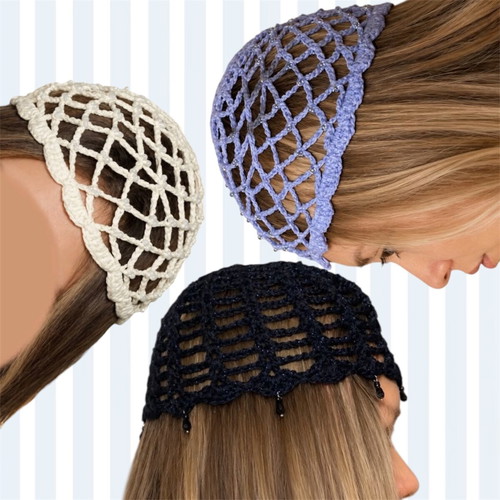 Summer crochet caps with rhinestones new, set of 3