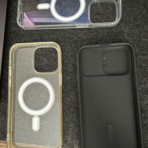 iPhone 14 Pro Max cases used, pack of 3, including Nilkin and OEM MagSafe