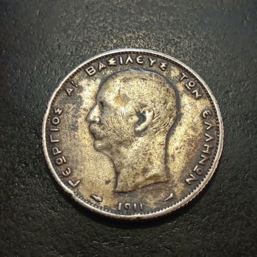 Silver Didrachm 1911 King George I, 10g 835 silver