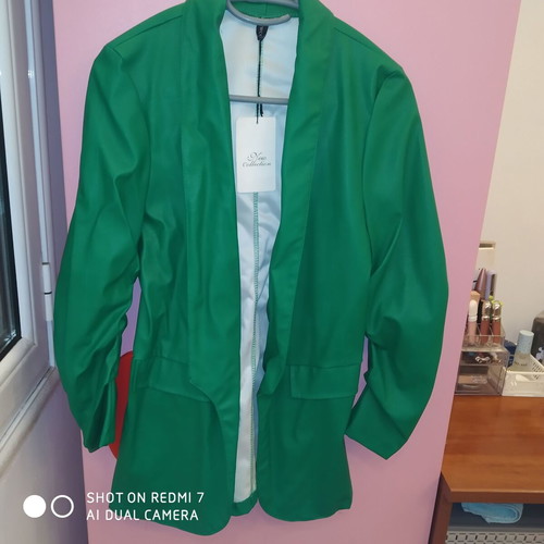 Leather jacket new, size S, green