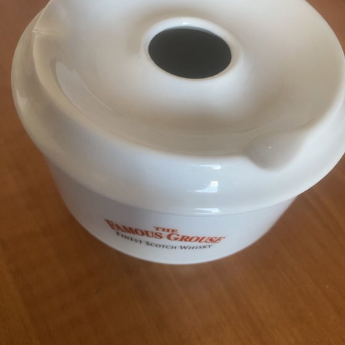 Vintage ceramic ashtray with The Famous Grouse whisky logo, like new
