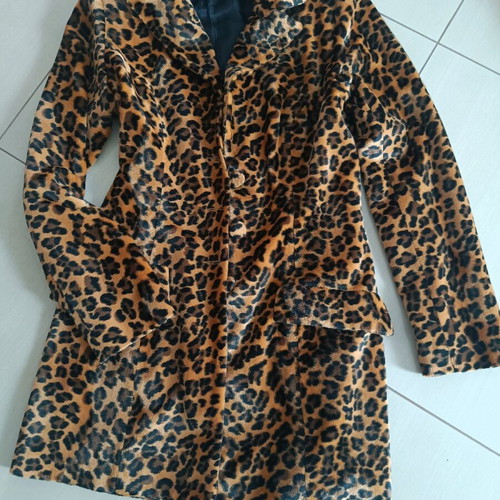 Long leopard jacket used, size Medium, brown