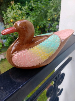 Wooden handmade carved decorative duck like new