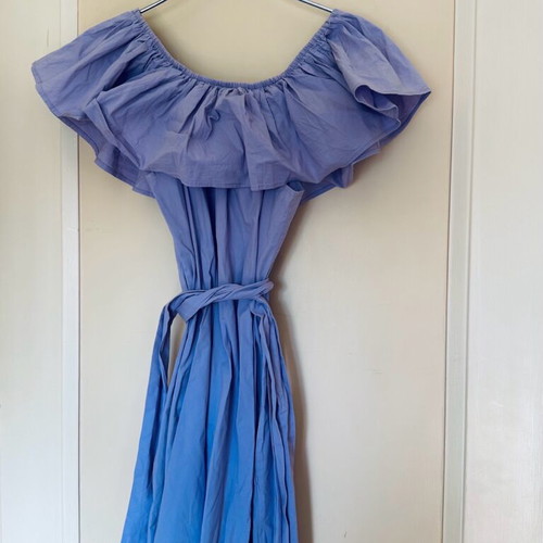 Mini purple dress like new with off-shoulder and belt