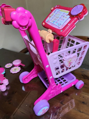 Barbie ηλεκτρονικό καρότσι αγορών με σετ παιχνιδιών μεταχειρισμένο