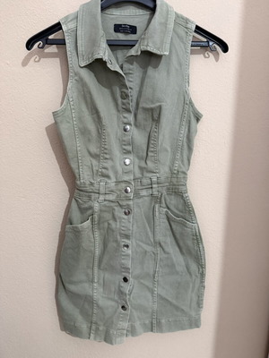 Bershka sleeveless denim mini dress, green