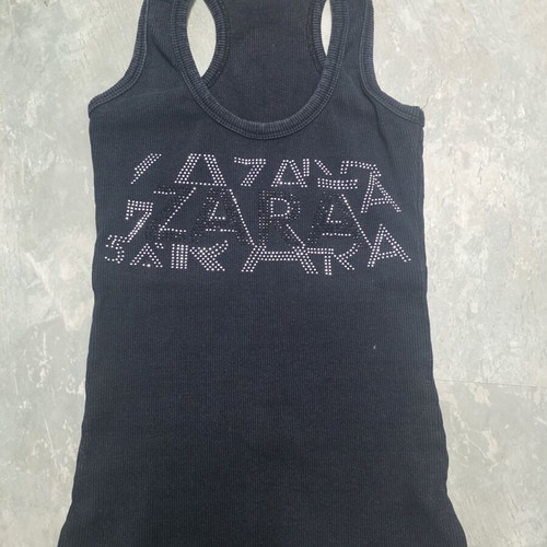 Black tank top with crystals used, small size XS