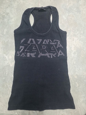 Black tank top with crystals used, small size XS