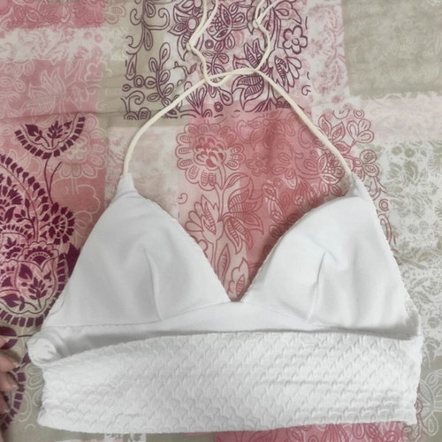 H&M Bikini Top Elastic Bralette Like New, White