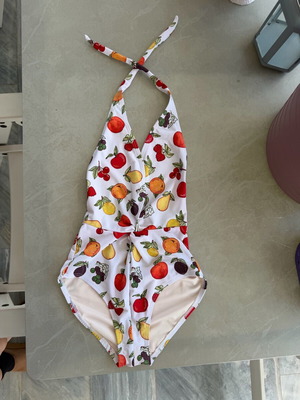 Wildfox Retro Fruit Print Halter One-Piece Swimsuit like new, size S