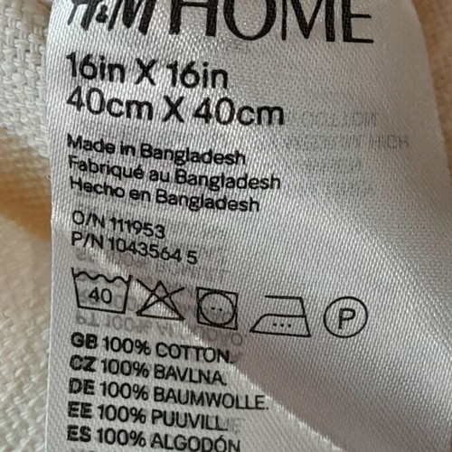 H&M Home pillow covers set of 5 like new, cotton canvas, broken white