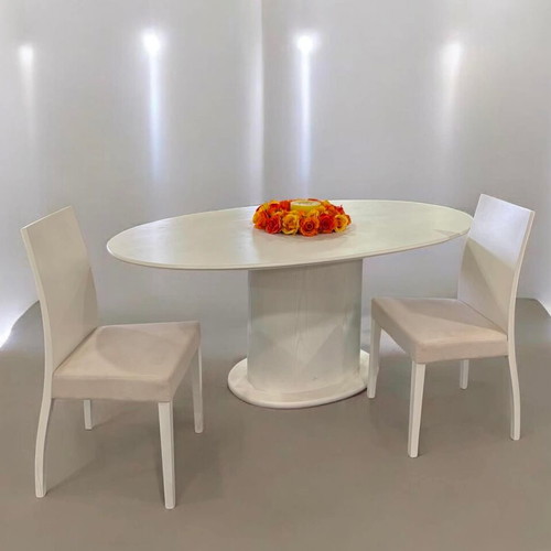 Oval dining set in oak wood 180x100cm with 6 chairs new
