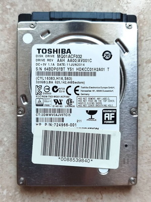 Toshiba HDD 320 GB 2.5" SATA used for laptop