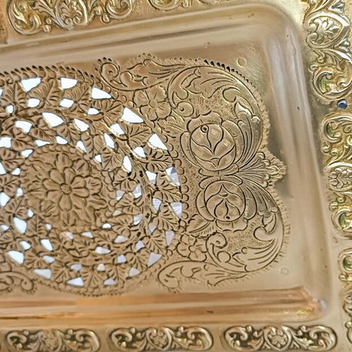 Old Bronze Plate with Relief Designs – Collectible Piece