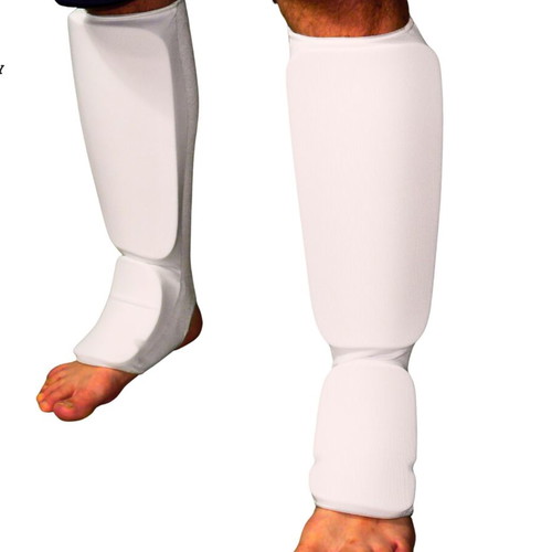 Instep Guard set of 2 white elastic cotton and foam shin protectors S-XL
