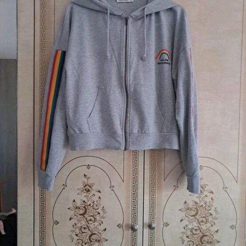 Fleece zip-up jacket used, gray, sizes L and XL