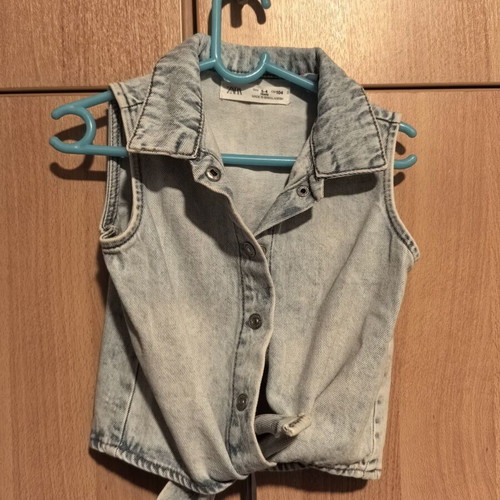 Zara Kids Denim Crop Top with Front Tie Size 3-4 Like New