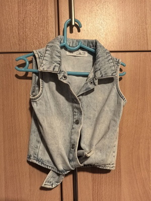 Zara Kids Denim Crop Top with Front Tie Size 3-4 Like New