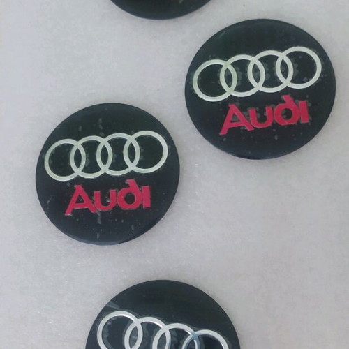 Audi wheel center stickers set of 4, new, black and red