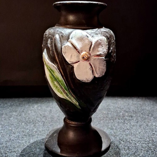 Mavraki Ceramic Vase Kourtzis Lesvos mid-century design like new