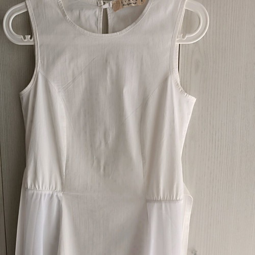 Lynne asymmetric sleeveless top with transparency like new, white