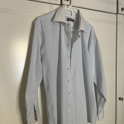 Men's dress shirt used, white collar and sleeves, XL