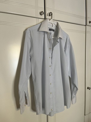 Men's dress shirt used, white collar and sleeves, XL