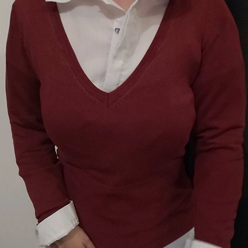 Bershka long-sleeve red blouse used, size M